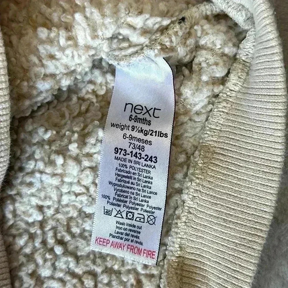Next - Pullover  sherpa sweater. Size 6-9 months - Picture 3 of 5